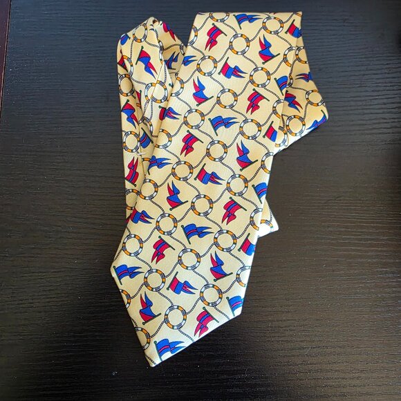 LIBERTY of London Men's 100% Italian Silk Neck Tie Nautical Boating Made in USA - Picture 1 of 6